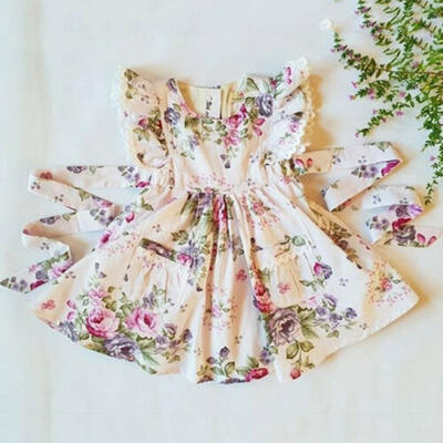 

Toddler Kids Baby Girl Summer Dress Bow Lace Floral Party Dress Casual Clothes