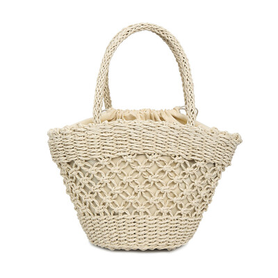 

Tailored Womens Fashion Straw Woven Bag Solid Color Handbag Wild Bucket Bag Shoulder Bag