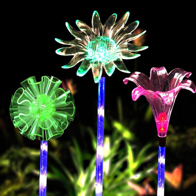

Gobestart 3 Pcs Multi-color LED Artificial Flowers Solar Stake Lights Solar Garden Lights