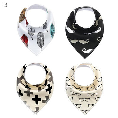 

4pcsset 100 Cotton Drool Bibs 1-4 Years Baby Bibs Triangle Double Layers Cotton Cartoon Character Animal Pattern Bibs Towels