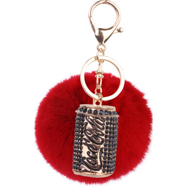 Cola Keychain Creative Fashion Rex Rabbit Plush Ball Car Bag Pendant Small Gift