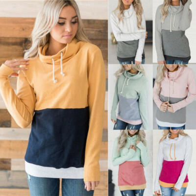 

Women Loose Long Sleeve Hoodie Sweatshirt Jumper Hooded Pullover Short Warm Tops