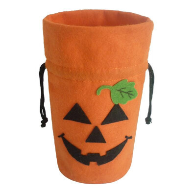 

Halloween Felt Fabric Gift Bag Trick or Treat Candy Bag with Drawstring Closure Halloween Party Costumes Supplies Decorations--Pum