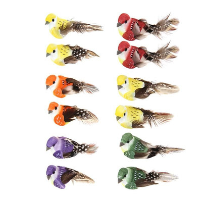

12pcsSet Simulation Artificial Foam Feather Birds Models Garden Miniature