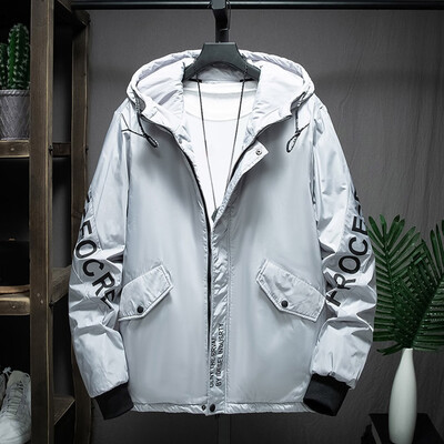

Gobestart Mens Autumn Winter Casual Solid Hooded Jacket Long-sleeved Windbreaker