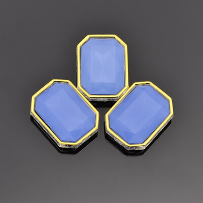 

Sew on Rhinestone Taiwan Acrylic Golden Plated Garment Accessories Rectangle CornflowerBlue 12x10x6mm Hole 1mm