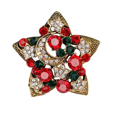 

Christmas Crystal Brooches Diamond Brooch Pin Christmas Dress Gifts Gold-Toned Festive Christmas Jewelry