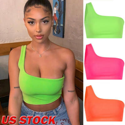 

Casual Bandeau Women Single Strap Bra Yoga Vest Tube Crop Top One Shoulder