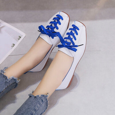 

Soft bottom soft leather shoes womens lace-up autumn comfortable Joker flat bottom autumn Doug womens shoes small leather shoes
