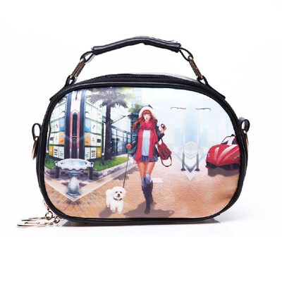 

New Cute Women Girl Shoulder Bag PU Leather Colorful Print Messenger Bag Daddy & Girl