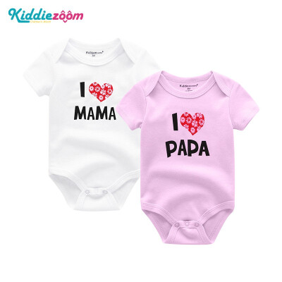 

Kiddiezoom 2PCSLot I Love PaPa MaMa Baby Boys Clothes 100Cotton Babywear Bodysuits Baby Girls Clothes Newborn Short Sleeve