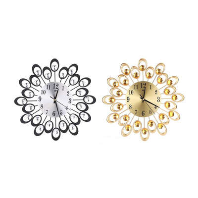 

Rhinestone Large Wall Figure Iron Clock Living Room Bedroom Decoration Crystal Metal Clock