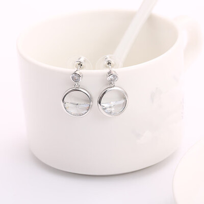 

New Arrivel Contracted Alloy Earrings Personality Springs With Crystal Pendant Women Present