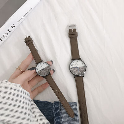 

Couple watch lover model a pair of girls Korean version of the original residence ins belt college style