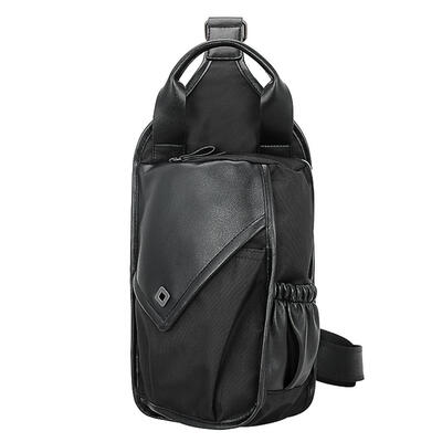 

Men PU Leather Nylon Shoulder Bag Chest Pack Sling Travel Messenger Handbag