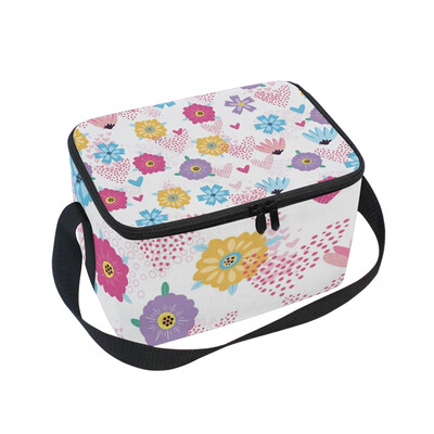 

ALAZA Lunch Box Insulated Lunch Bag Large Cooler Colorful Floral Tote Bag