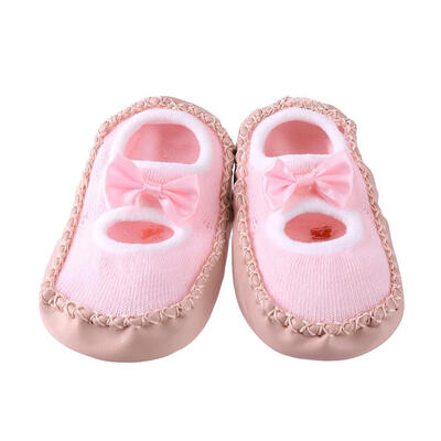 

Baby Bowknot Indoor Home Floor Leather Sole Anti-Slip Infant Shoes Socks