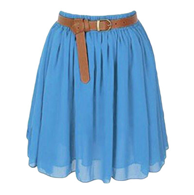 

Roseonmyhand Women Mini Skirt Girl Chiffon Short Dress Pleated Retro Elastic Waist Skirt