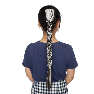 

21 Inches Ponytail Fishtail Braid Extension Long Clip on Bun with Claw Clip Synthetic Ponytail Hairpieces