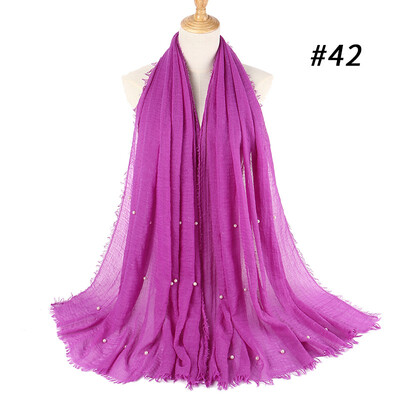 

Cotton&linen crumpled monochrome womens scarf hot two-headed pearl accessories headscarf girls