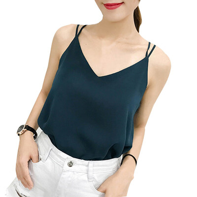 

Summer Casual Sleeveless Shirt Solid Color Loose Tunic Tops