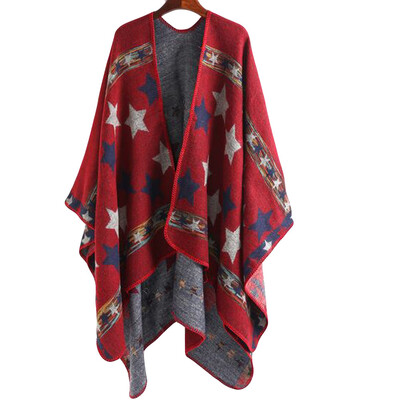 

Toponeto Women Blanket Oversized Five-Pointed Star Coat Wrap Plaid Cozy Shawl