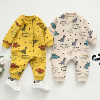 

US Infant Baby Boy Girl Warm Clothes Long Sleeve Dinosaur Romper Jumpsuit Outfit