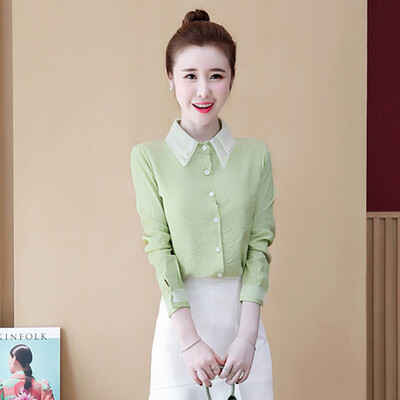 

Tailored New Women Chiffon Autumn Long Sleeve Beaded Decorated Casual Shirt