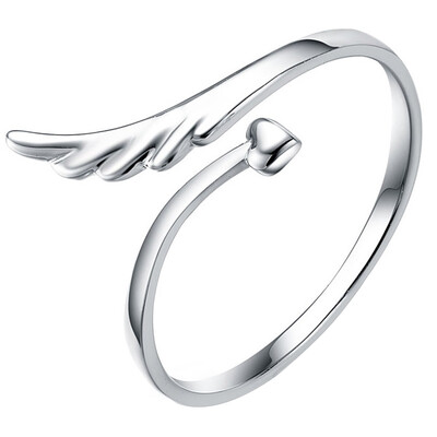 

Adjustable Size Ring Angel Wing Heart Love Rings Silver Plated Ring Fashion Exquisite Jewelry For Women Gift