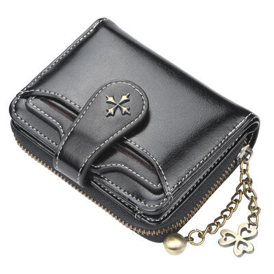 

Women Wallet PU Foldable Short Zipper Coin Purses Clutch Card Phone Holder