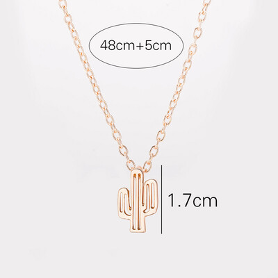 

Hot Tiny Bohemian Cactus Necklace for Women SHORT Chain Pendant Necklace Gift Ethnic Necklace drop shipping