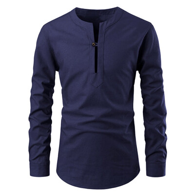 

Toponeto Mens Fashion Solid Color Stand Collar Long Sleeve Shirt Slim Fit Blouse