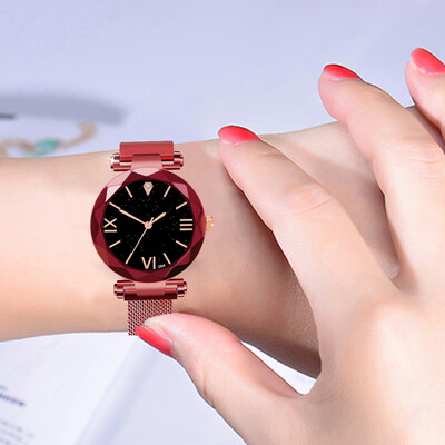 

RM Starry Sky Women Watch Waterproof Magnet Stainless Steel Strap Free Buckle Gift