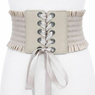 

Retro British Women Lace Up Eyelet Cotton Corset Belt High Waist Wide Style Belt
