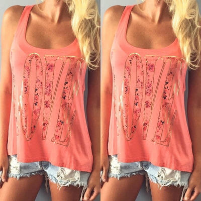 

Fashion Womens Summer LOVE Vest Top Sleeveless Blouse Casual Tank Tops T-Shirt