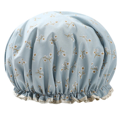 

Gobestart Printing Color Waterproof Shower Cap Bathing Cap Double Layered Shower Hat