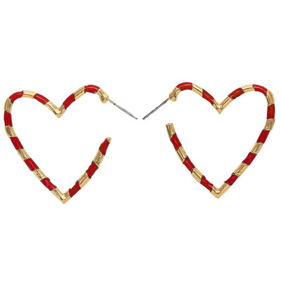 

Punk Color Block Heart Shape Statement Lady Stud Earrings Jewelry Valentine Gift