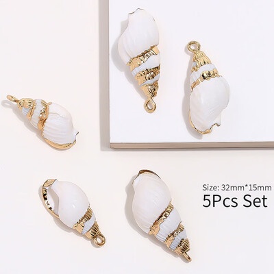 

5 Pcs Gold Plated Sea Shells For Jewelry Fashion DIY Handmade Home Decor Natural Shell Craft Accessories Ornaments