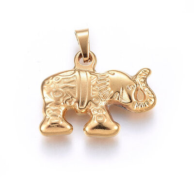 

304 Stainless Steel Pendants Large Hole Pendants Elephant Golden 18x23x4mm Hole 5x3mm