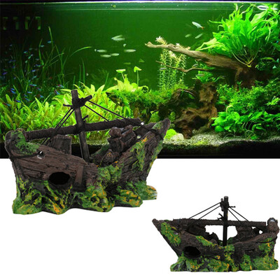 

Siaonvr Ship Boat View Aquarium Rockery Hiding Cave Tree Fish Tank Ornament Decoration