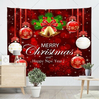 

Christmas Cartoon Art Home Wall Hanging Tapestry Bell Santa Fireplace Printed Wall Ornamentation Xmas Wall Decor