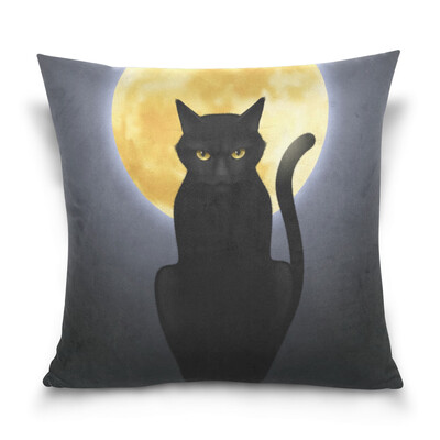 

ALAZA Thanksgiving Throw Pillow Cover 16 X 16 inch Cushion Cover with Black Cat Printed Pillowcase