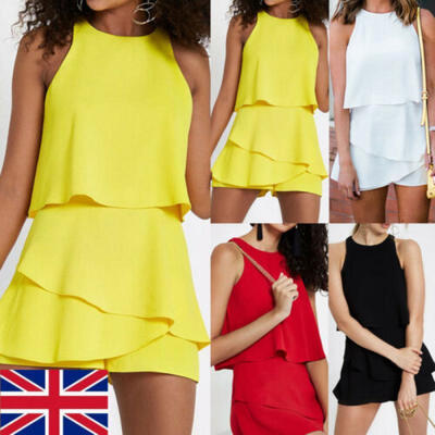 

Summer Womens Mini Playsuit Romper Ladies Boho Holiday Sundress Beach Shorts UK