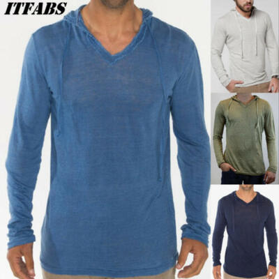

Casual Men Slim Fit V Neck Long Sleeve Muscle Tee T-shirt Tops Sport Shirts USA