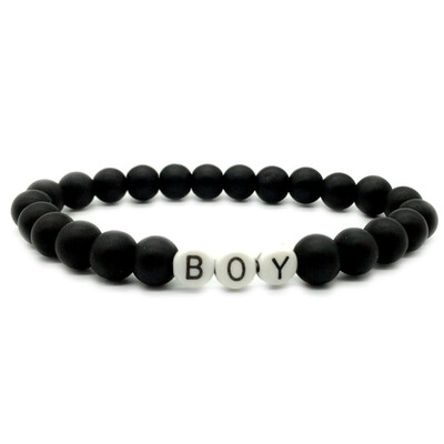 

Couples Distance Bracelet Boy And Girl Letter Natural Stone White Black Beaded Bracelets For Men Women Best Friend