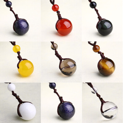 

Natural Obsidian Pendant Couple Crystal Necklace