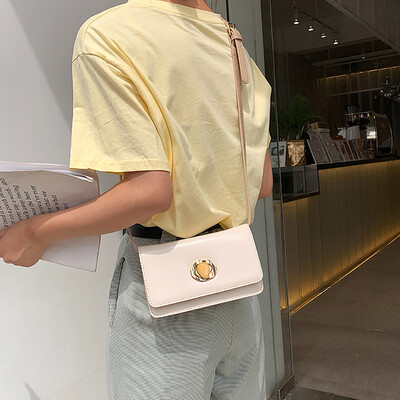 

Tailored Womens Crossbody Solid Color Turn Lock Wild Shoulder Splice Messenger Bags