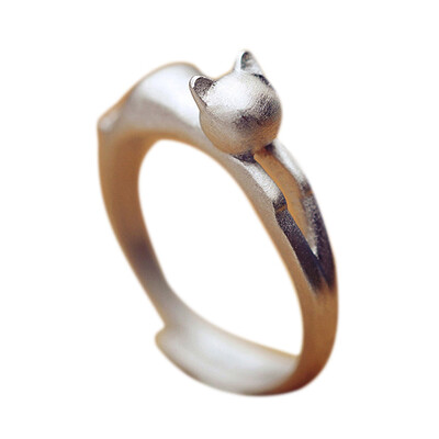 

925 Sterling Silver Cat Ring Cute Kitty Opening Ring for Women Sterling Silver Jewelry
