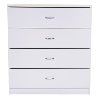 

4-Drawer Dresser Pure White with Metal Handles Bedside Night Stand Bedroom Furniture