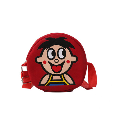 

2019 new fashion cute Wangzi canvas shoulder bag cartoon casual simple girl slung versatile small round bag